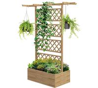 Lit plat en bois surélevé - Jardinière avec étagère - Pour plantes et fleurs - Avec un petit toit intégré