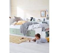 Lit plateforme enfant avec rangements BASEO vert grisé TU