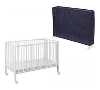 Lit pliable blanc avec matelas et housse de protection bleue Multicolore G