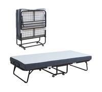 Lit pliant avec matelas à mémoire de forme Borjavle 90 x 200 cm noir gris blanc