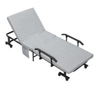 Lit pliant d’appoint 190/76/33 cm gris clair en acier avec dossier 5 positions