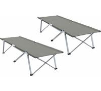 Lit pliant de camping vidaXL, lot de 2, gris, 194 x 62,5 x 42,5 cm