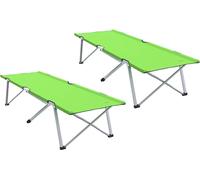 Lit pliant de camping vidaXL, lot de 2, vert, 194 x 62,5 x 42,5 cm