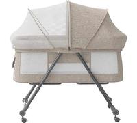 Lit pliant pour bébé avec balancelle et roulettes, beige