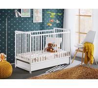 Lit pour bébé avec espace de rangements et matelas ERA – 60x120, blanc