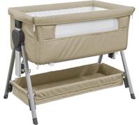 Lit pour bébé avec matelas Taupe Tissu de lin
