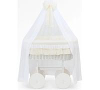 Lit pour bébé Bellamy en fibre naturelle Premium Blanc avec baldaquin et base en bois