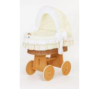 Lit pour bébé Bellamy MY SWEET BABY en fibre naturelle crème avec capot mobile et matelas PREMIUM