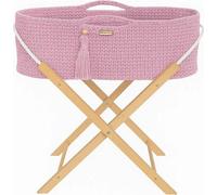 Lit pour Bébé Boho avec Matelas Argent Rose Fait Main en Coton avec Support en Bois