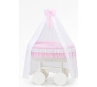 Lit pour bébé Deluxe en fibre naturelle blanche avec baldaquin et matelas PREMIUM