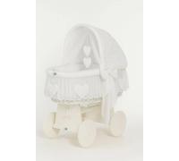 Lit pour bébé en fibre naturelle blanche MY SWEET BABY avec panier mobile et base en bois