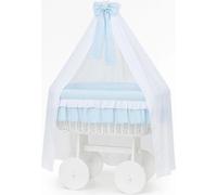 Lit pour bébé en fibre naturelle Premium Blanc avec baldaquin et base en bois MY SWEET BABY