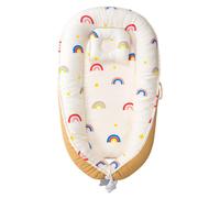 Lit pour bébé, moelleux, respirant, design ergonomique, lit de sommeil portable pour nouveau-nés, à utiliser à l'intérieur comme à l'extérieur, arc-en-ciel jaune citron (motif alvéolé)