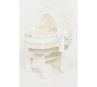 Lit pour bébé MY SWEET BABY en fibre naturelle Blanc avec panier mobile et matelas PREMIUM