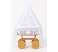 LIT POUR BÉBÉ MY SWEET BABY en Fibre Naturelle Blanche avec Baldaquin et Base en Bois