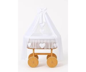 LIT POUR BÉBÉ MY SWEET BABY en Fibre Naturelle Blanche avec Baldaquin et Base en Bois