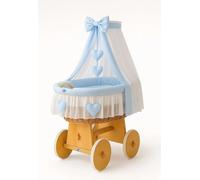 LIT POUR BÉBÉ MY SWEET BABY en fibre naturelle bleue avec baldaquin et matelas premium