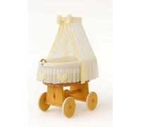 LIT POUR BÉBÉ MY SWEET BABY en fibre naturelle crème avec baldaquin et base en bois
