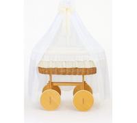 Lit pour bébé MY SWEET BABY en fibre naturelle Crème avec baldaquin et matelas PREMIUM