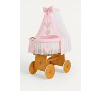 LIT POUR BÉBÉ MY SWEET BABY en fibre naturelle rose avec baldaquin amovible et matelas PREMIUM