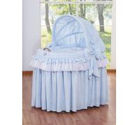 Lit pour bébé My Sweet Baby en osier naturel bleu avec base en bois et matelas