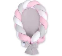 Lit pour bébé tissé 2 en 1 blanc gris rose