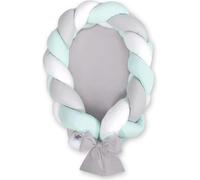 Lit pour bébé tressé 2 en 1 blanc gris menthe