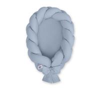 Lit pour bébé tressé 2 en 1 - bleu nuptial avec protège-matelas et matelas amovible