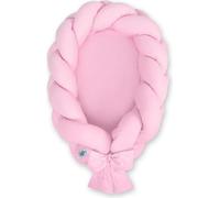 Lit pour bébé tressé 2 en 1 rose avec matelas amovible et protection de lit