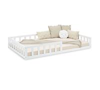 Lit pour enfant 120x200 Blanc | Lit au sol avec sommier | avec protection contre les chutes | Montessori