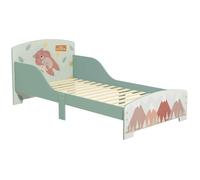 Lit pour enfant 3-6 ans avec barrières de sécurité et motifs dim. 77 x 143 x 60 cm sommier à lattes inclus - Vert