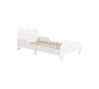 Lit pour enfant - AIYAPLAY - 3 à 8 ans - barrière de sécurité, sommier à lattes inclus - 143,5 x 74,5 x 56 cm - blanc