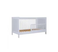 Lit pour enfant à Barreaux en bois avec Sommier à Lattes Réglable, coloris blanc