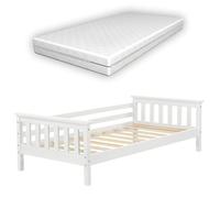 Lit pour enfant avec matelas et sommier a lattes en bois de pin naturel 80 x 160 cm 03_0005453