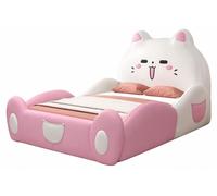 Lit pour enfant blanc rosé, motif chat, idéal pour une chambre de fille, design adorable