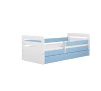 Lit pour enfant et lit pour adolescent raumhirsch Tomi, disponible en dimensions 70x140 cm, 80x160 cm et 80x180 cm - Ensemble complet comprenant matelas, tiroir et barrière de sécurité