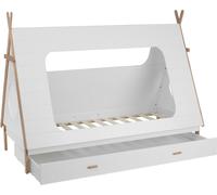 Homestyle4u Lit d'enfant Tipi (lit de maison) en pin blanc avec tiroir 90x200