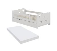 Lit pour enfant Vitalispa Jessica Blanc 70x140 cm avec tiroir et matelas, Model 40346