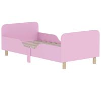 Lit pour enfant - Lit simple - Lit pour enfant - Structure de lit avec barrière de sécurité - Lit pour enfant rose - Format compact