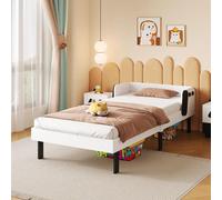 Lit pour enfant, modèle fille, avec sommier tapissé, dimensions 90x200 cm, lit simple avec barrières de protection sur les deux côtés, lit pour enfant, plateforme de lit en forme de chiot, structure d