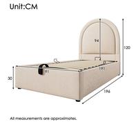 Lit pour enfant rembourré - Lit simple - 90 x 190 cm - Revêtement enPolyuréthanebeige - Avec espace de rangement - Sans matelas - Style moderne