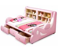 Lit pour enfant Rosa avec étagères et tiroirs, idéal pour une chambre de fille