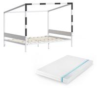 Lit pour enfant Vitalispa Goal Blanc/Noir 140x200 avec matelas, Model 62987