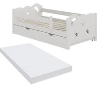 Lit pour enfant Vitalispa Jessica Blanc 70x140 cm avec tiroir et matelas, Model 40346