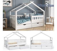 Lit cabane Vitalispa Design Blanc 80x160 cm avec 2 tiroirs, Model 33270