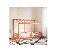 vidaXL Lit pour enfants avec toit bois massif pin cire marron 80x200 cm