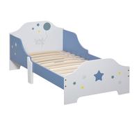 Lit pour enfants - HOMCOM - 3 à 6 ans - design étoiles - sommier à lattes inclus - chambre moderne - 143 x 74 x 59 cm - bleu blanc