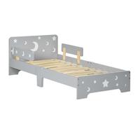 Lit pour enfants - ZONEKIZ - de 3 à 6 ans - design étoiles et lune - sommier à lattes inclus - 143 x 76 x 49 cm - gris