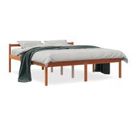 Lit Pour Personne Âgée 150x200 cm Bois De Pin Massif Sans Matelas | Cadre surélevé avec lattes, hauteur d'assise 44 cm, tête de lit, espace de rangement inférieur