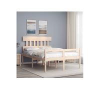 vidaXL Lit pour personne âgée et tête de lit 120x200 cm bois massif, lit pour personnes âgées, cadre de lit, lit double, lit haut, lit bois G